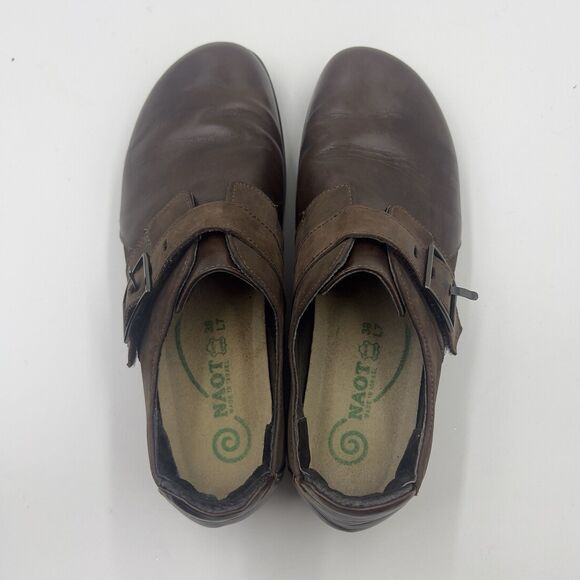 Naot Shoes Womens 38 ( 7 ) Tane Slip On Loafers Brown Leather Buckle Comfort Low - Picture 3 of 5